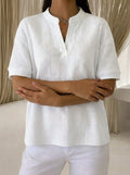 Waffle Knit Short Sleeve Blouse – 7 Colors | S–3XL