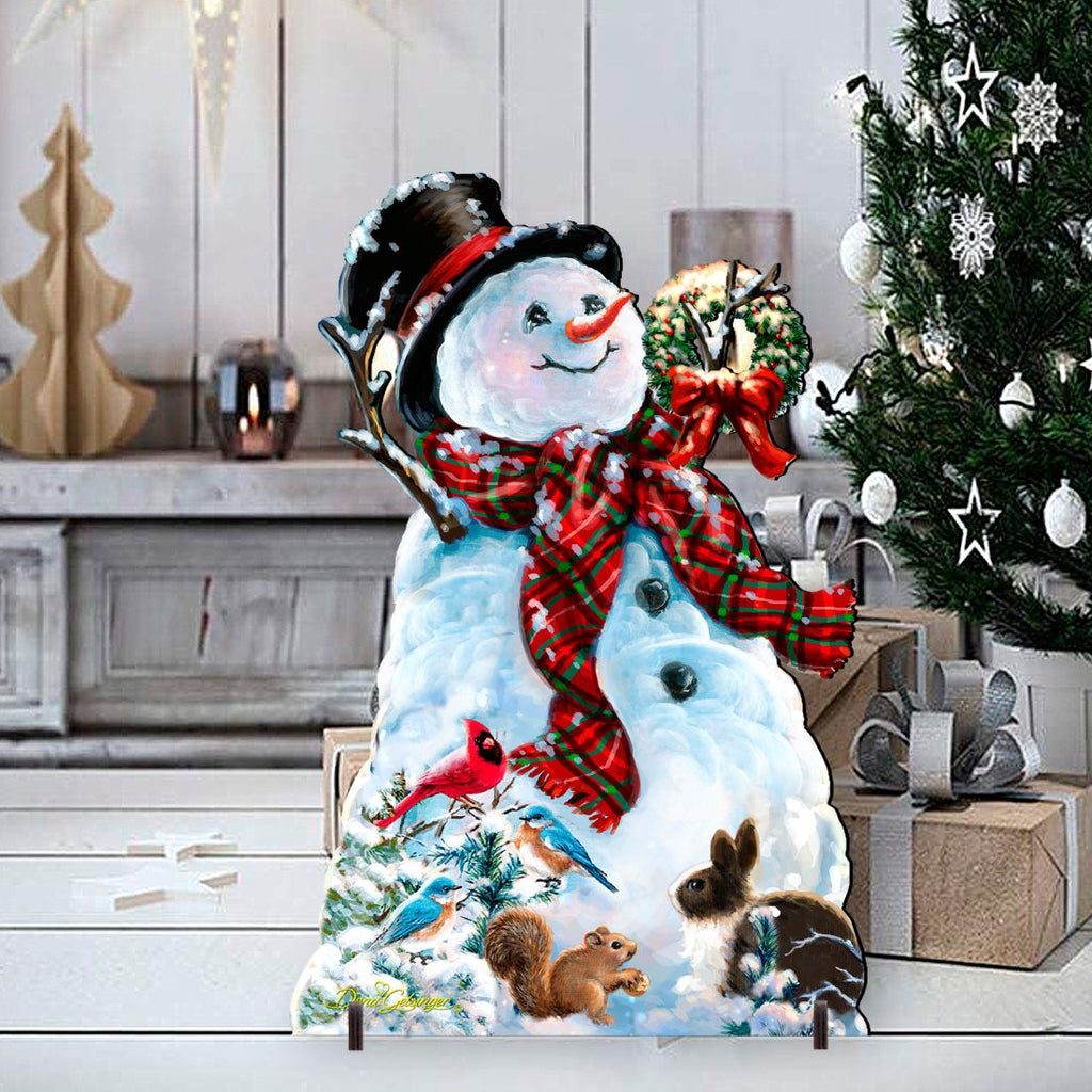 An Old-Fashioned Christmas Outdoor Yard Sign by D Gelsinger Featuring Santa and Snowman Decor - 8461024F-1563
