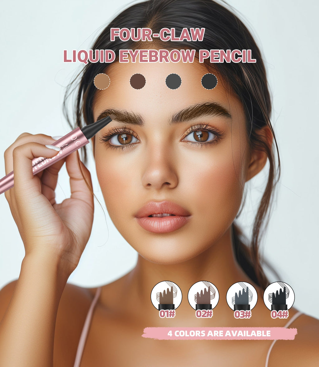 Waterproof 4-Fork Liquid Eyebrow Pencil — No Smudge, 6 Shades + Sets