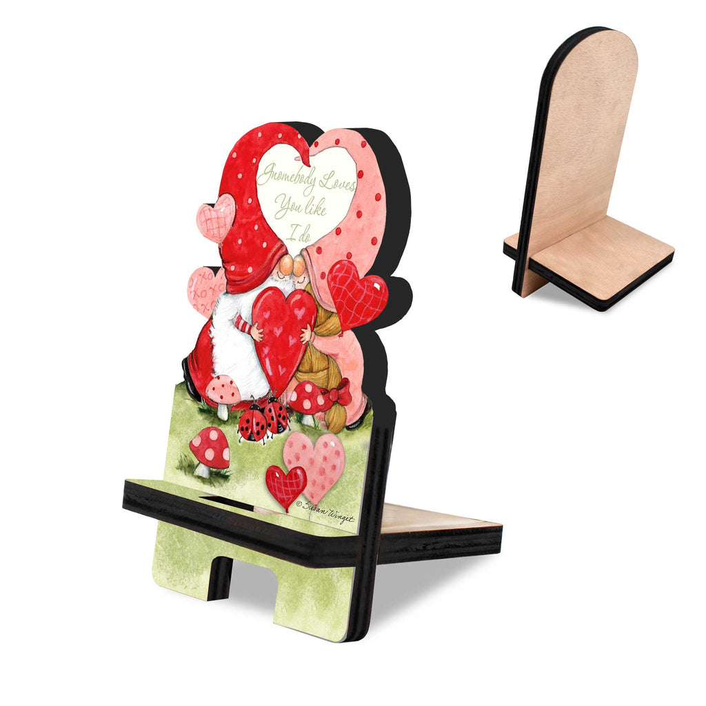 Gnome Buddy Love Cell Phone Stand Family Decor Wood Mobile Tablet Holder Charging Station Organizer by Susan Winget - 892034-SW
