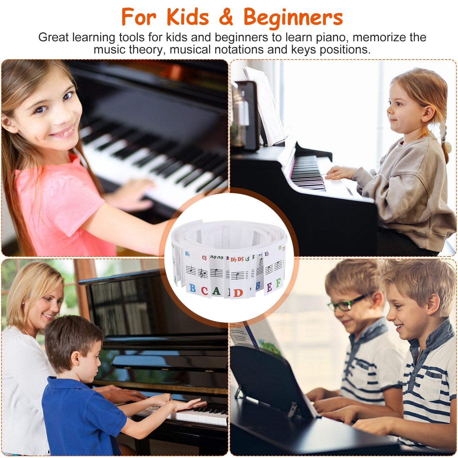 GBruno 88-Key Piano Keyboard Stickers