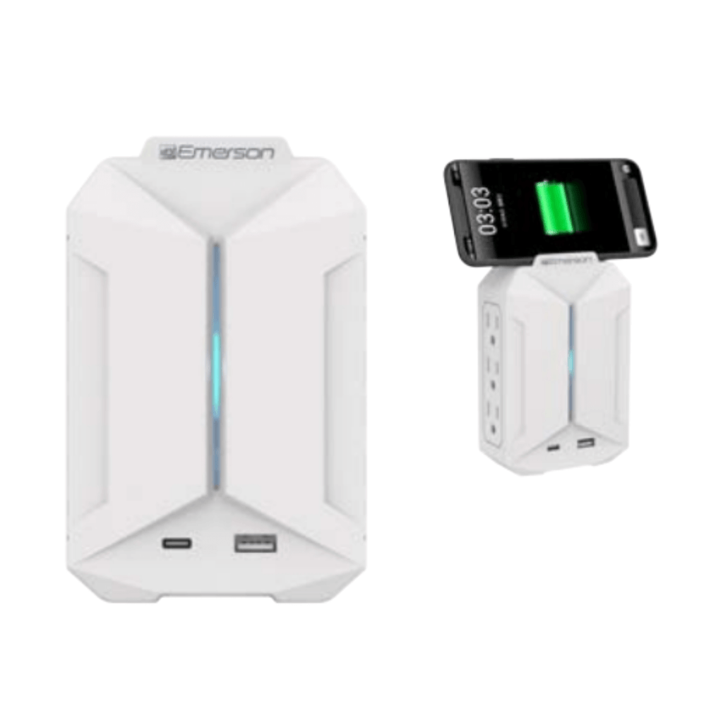 Emerson 6-Outlet + USB Wall Charger with Surge Protection and LED Lighting