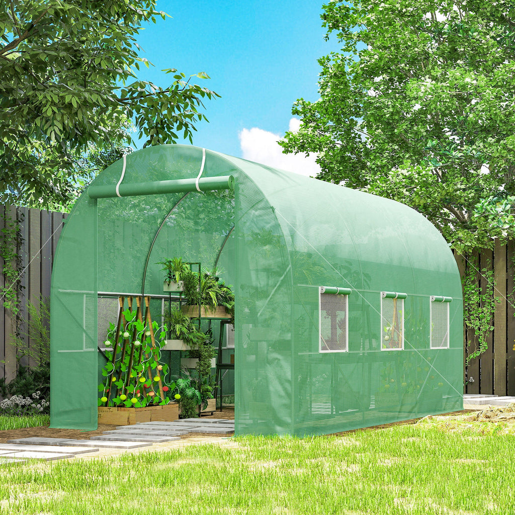 11.5' x 6.6' x 6.6' Green Tunnel Greenhouse with Roll Up Door