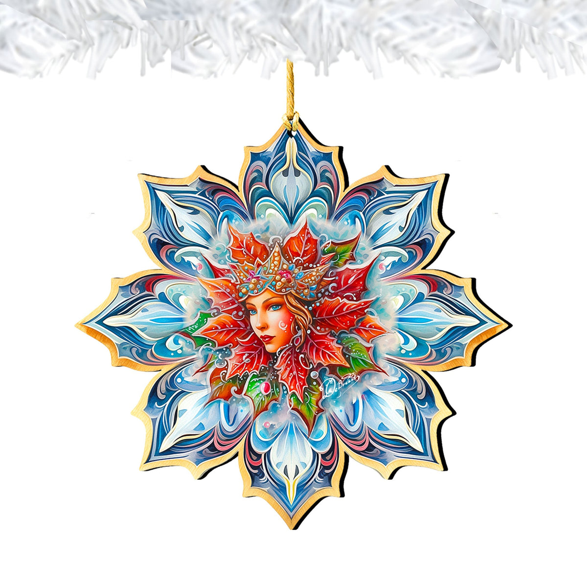 Snow Queen Snowflake Large Wooden Ornaments by G. Debrekht - Christmas Decor - 8688402M