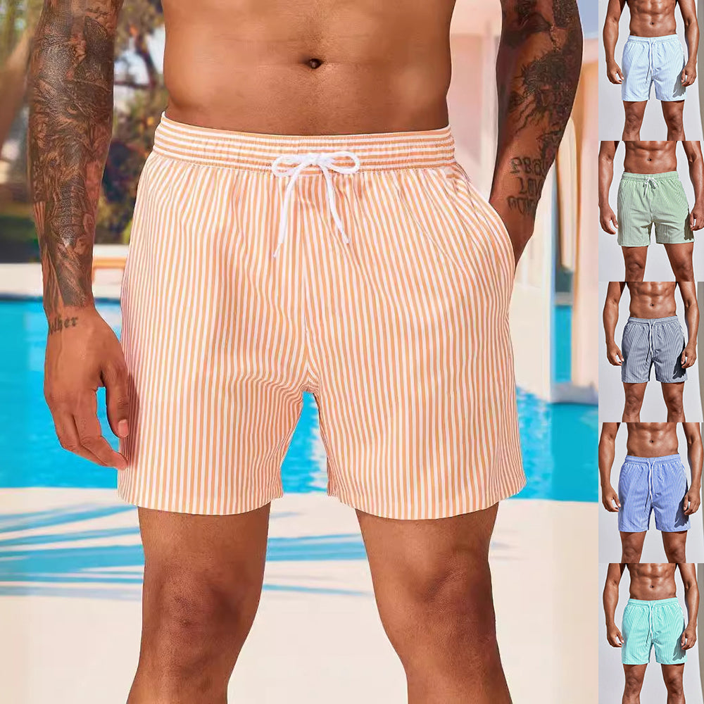 Men's 3D Striped Print Sports Shorts — Sizes S–5XL
