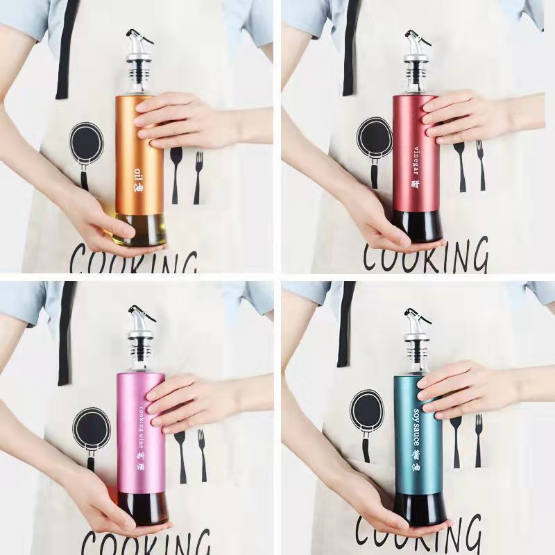 Glass Seasoning Bottle with Auto Flip Cap – 300ml | Oil, Vinegar, Soy Sauce & More