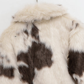Fashion Temperament Women's Faux Fur Effect Animal Print Coat