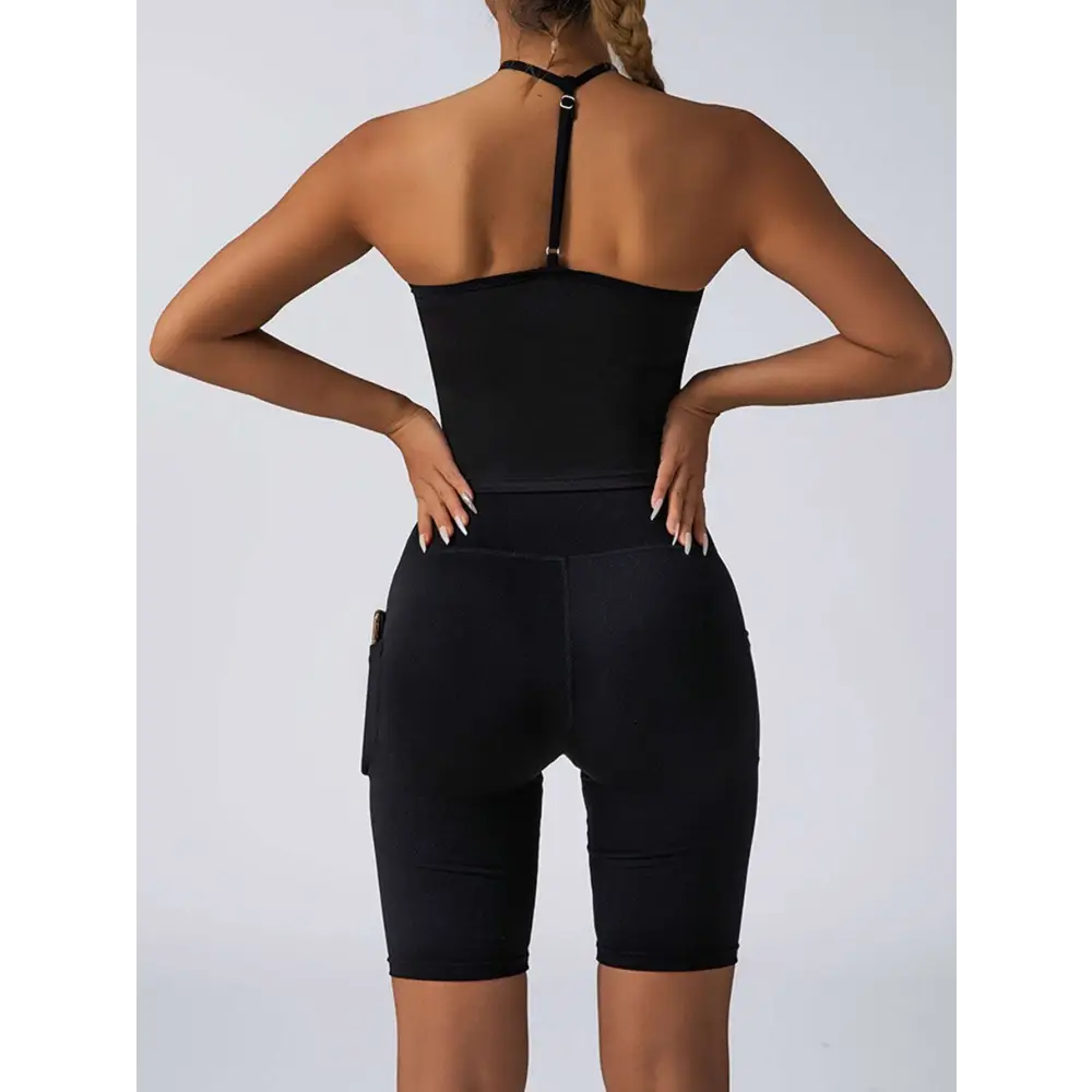 Beige Ribbed High Waist Workout Set