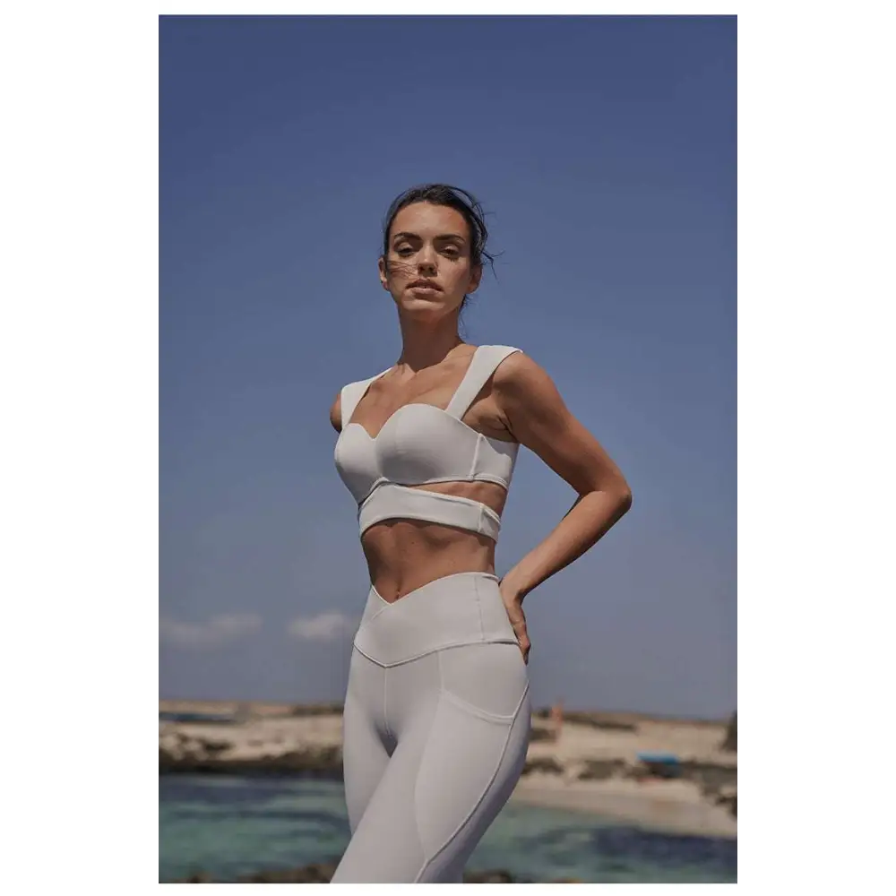 Beige Yoga Pants and Sport Coat Fitness Set