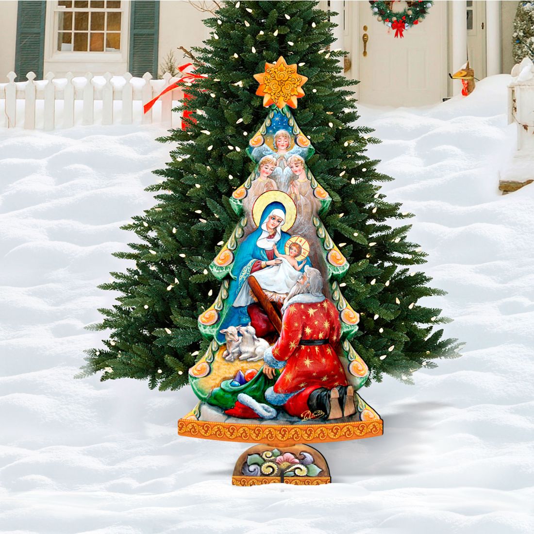 Adoration Nativity Tree Outdoor Decor by G. DeBrekht - Nativity Holiday Decor - 8128833F