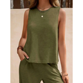 Black Casual Loose Pants Set with Sleeveless Top