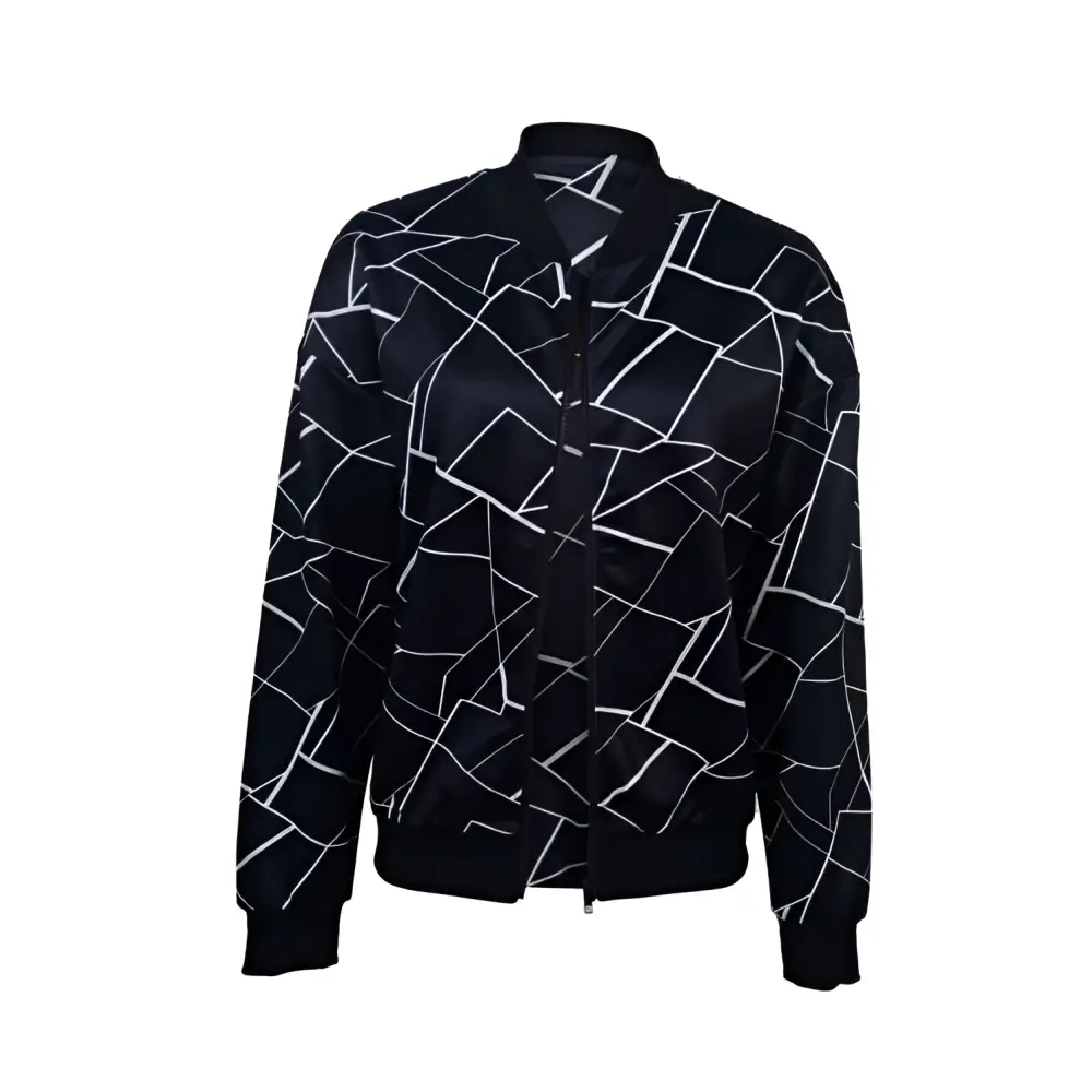 Black Geometric Sleeveless Casual Fit Jacket