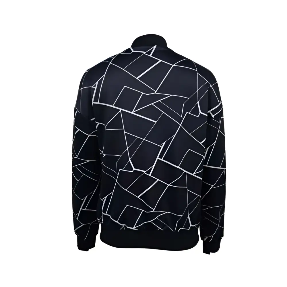 Black Geometric Sleeveless Casual Fit Jacket