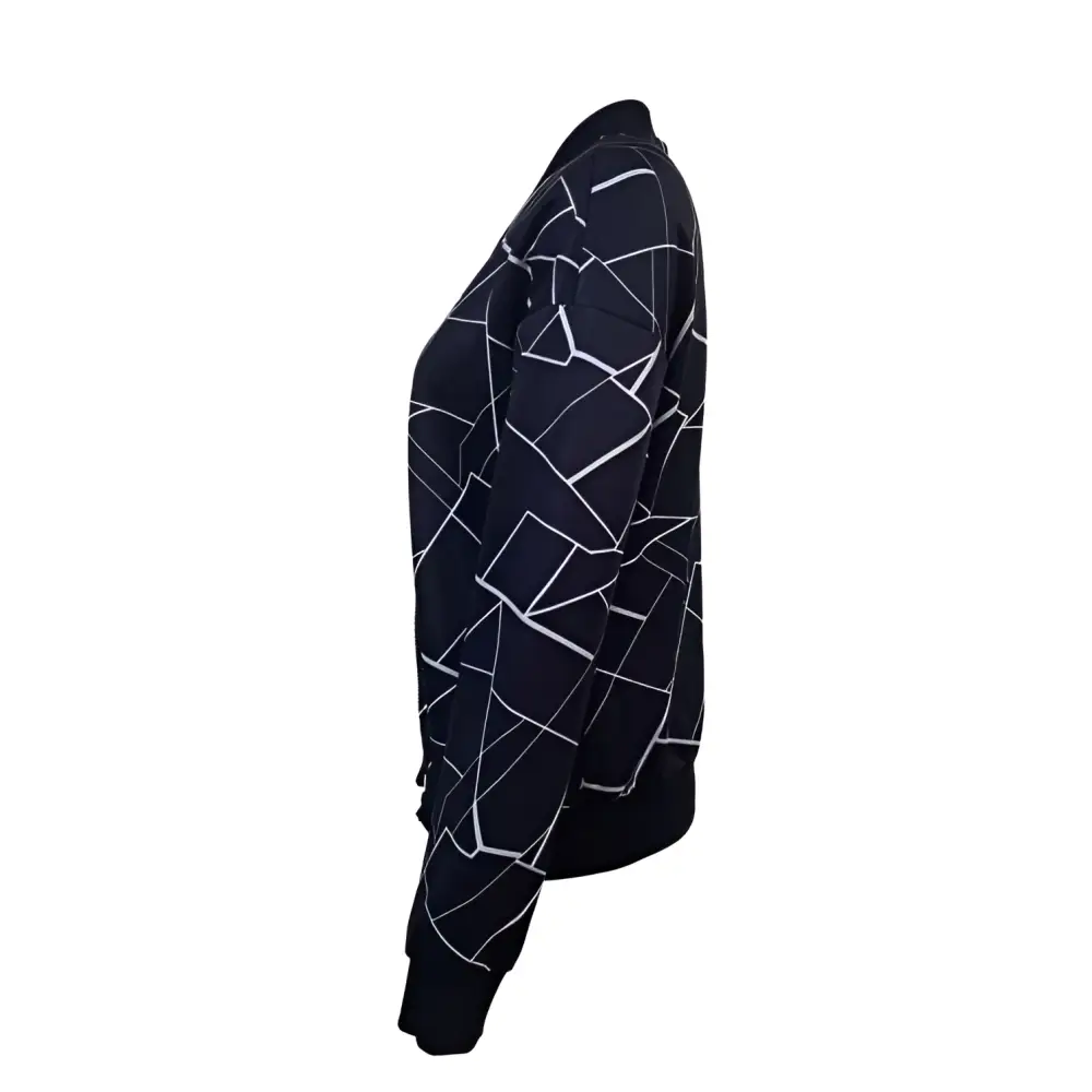 Black Geometric Sleeveless Casual Fit Jacket