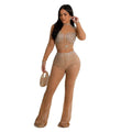 Black Gold Color Mesh Rhinestone Two Piece Set