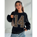 Black Leopard Number 14 Crew Neck Sweatshirt