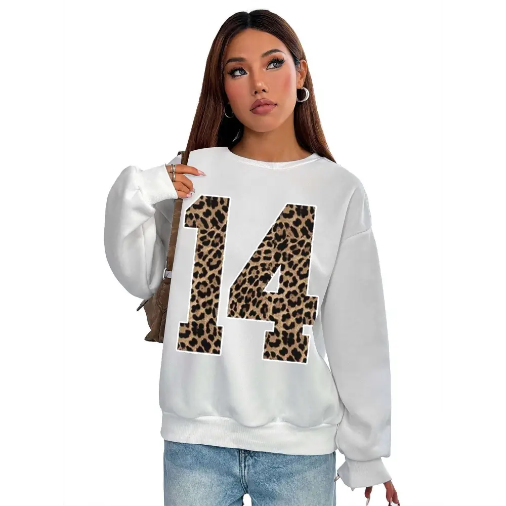 Black Leopard Number 14 Crew Neck Sweatshirt