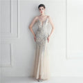 Black Mesh Beaded Dinner Gown