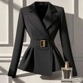 Black Peplum Blazer with Elegant Socialite Design Sense