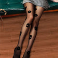 Black Snagging Resistant Sock Leggings with Red Patterns