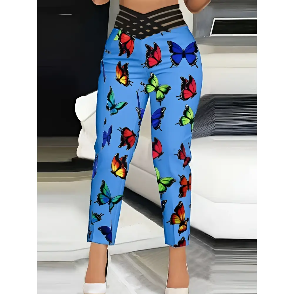Blue Butterfly Slim Fit Pants