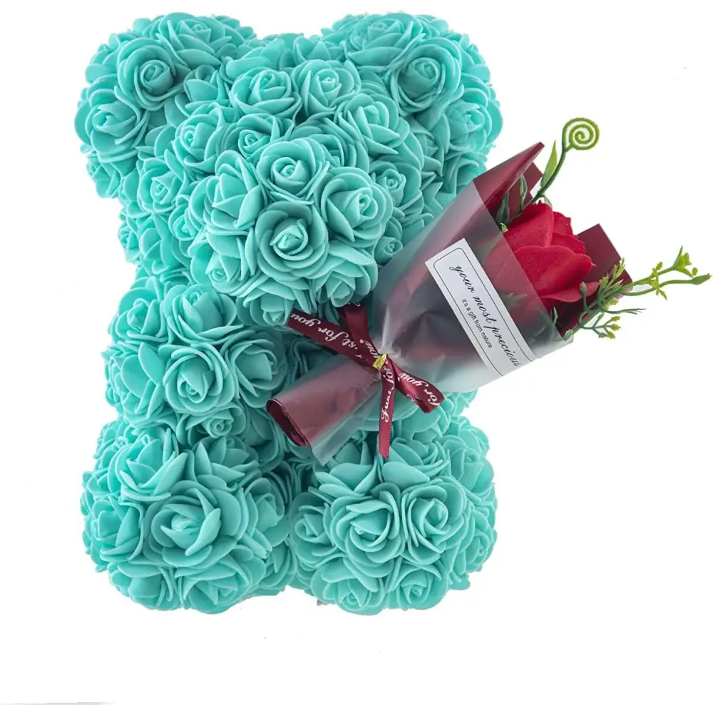 Blue Rose Bear Preserved Rose Flower Gift Box