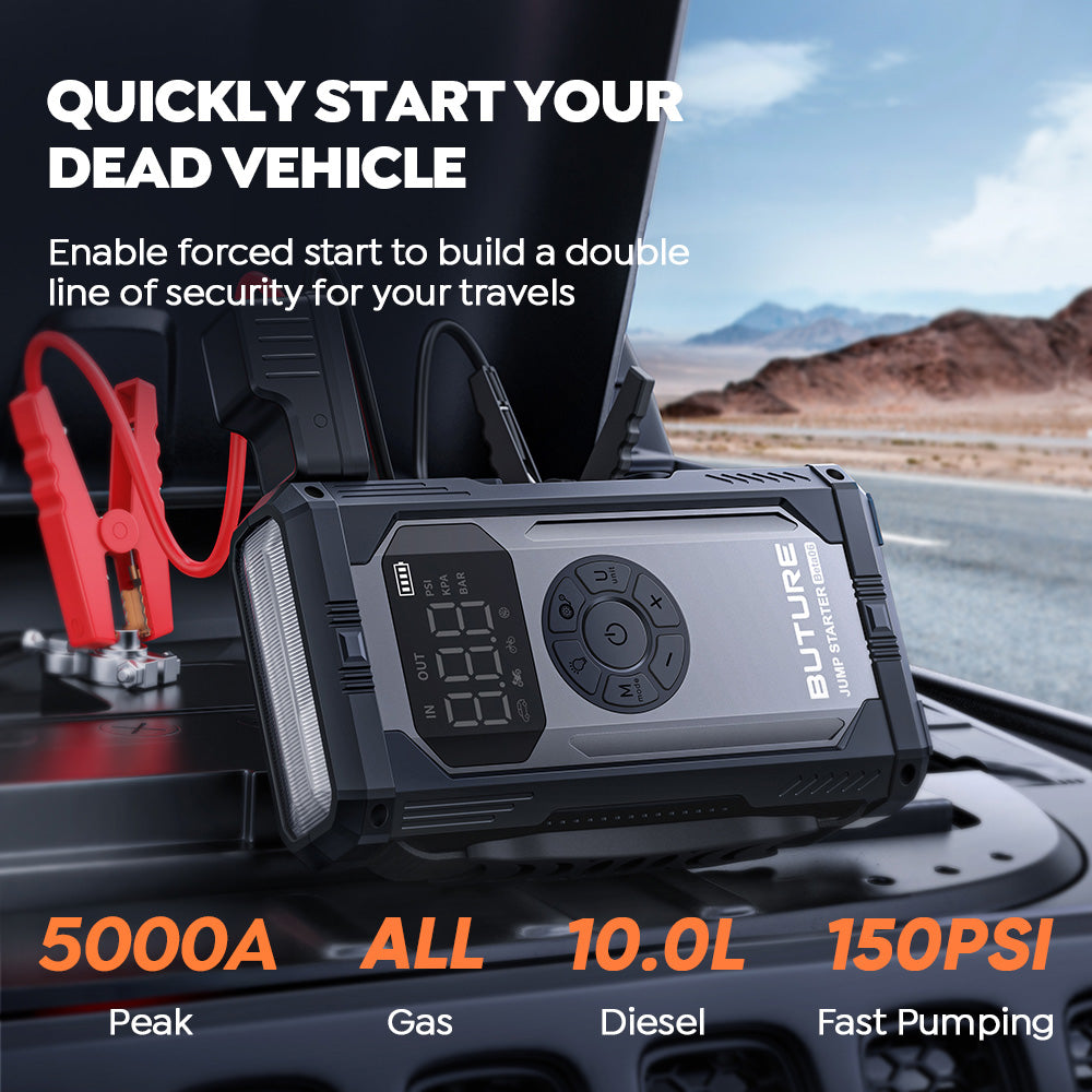 Buture Beta06 5000A Jump Starter with Tire Inflator丨23800mAh Long Standby, 160W DC Output