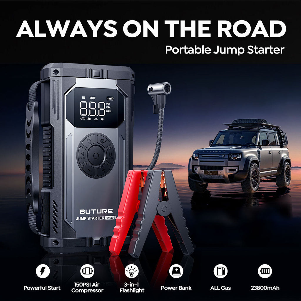 Buture Beta06 5000A Jump Starter with Tire Inflator丨23800mAh Long Standby, 160W DC Output