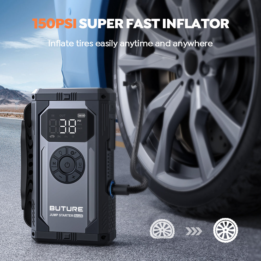 Buture Beta06 5000A Jump Starter with Tire Inflator丨23800mAh Long Standby, 160W DC Output