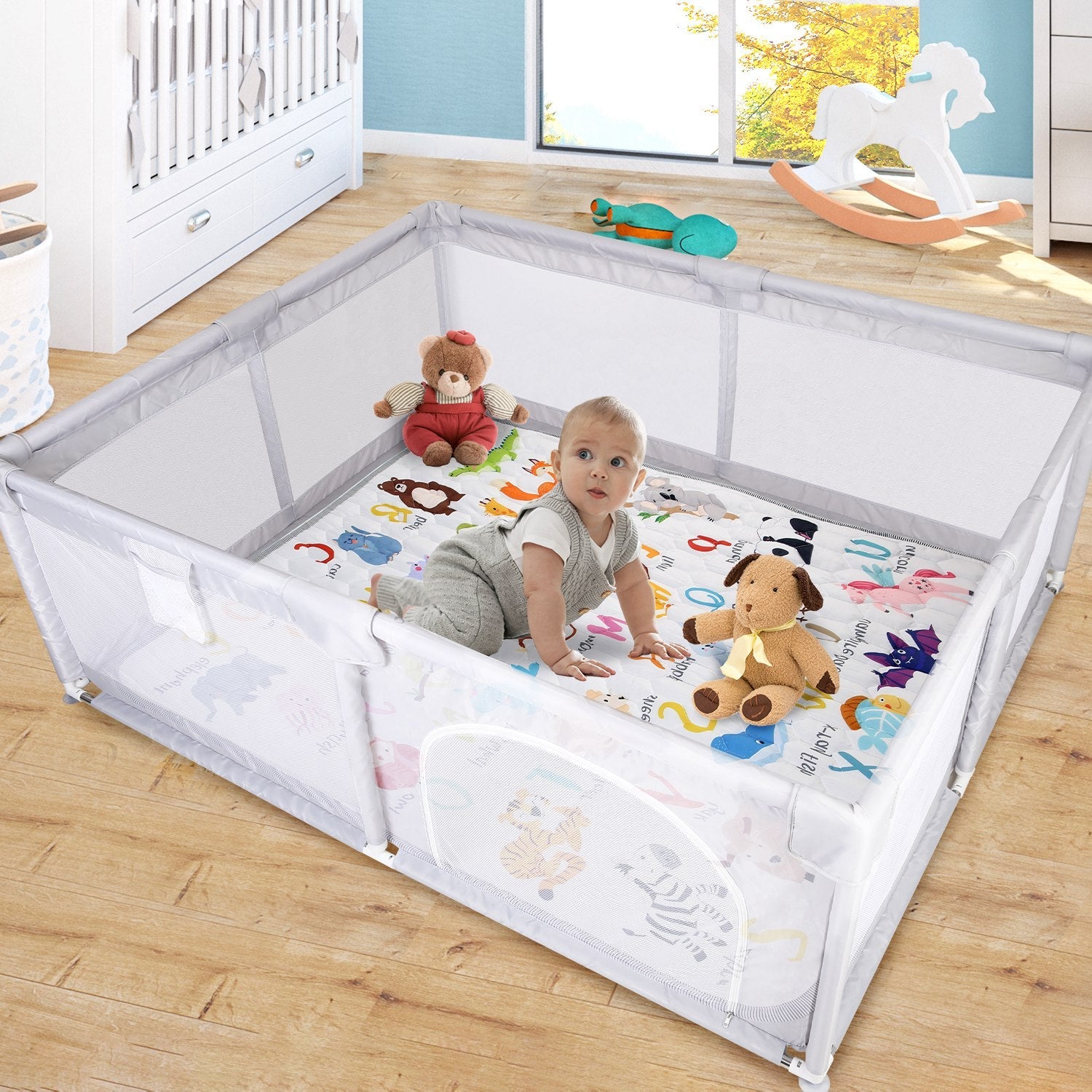 50x50IN Baby Play Mat Non-Slip Baby Crawling Mat Foldable Playpen Mat Machine Washable for Newborns Infants Babies Toddlers