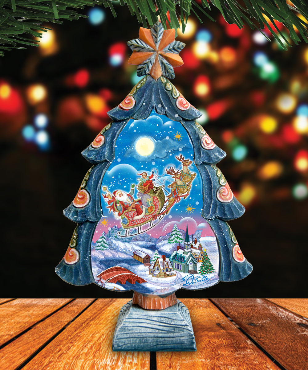 Up-Up and Away Christmas Tree Handcrafted Christmas Figurine - G. DeBrekht - Christmas Santa Snowman Decor - 588055L