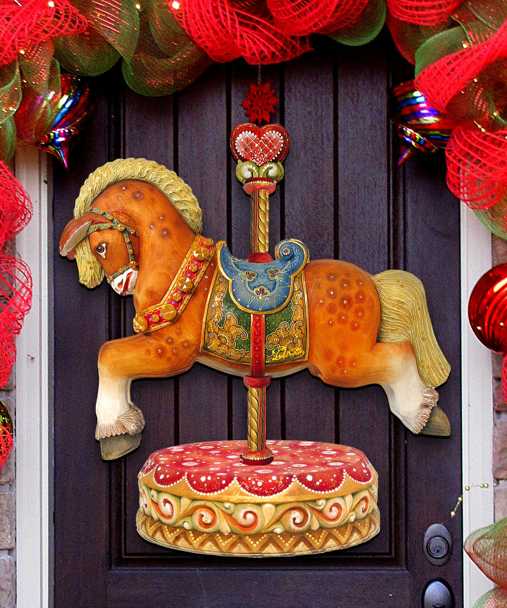 Carousel Horse Christmas Holiday Door Decor by G. DeBrekht - Carousel Holiday Decor - 8114041-1H