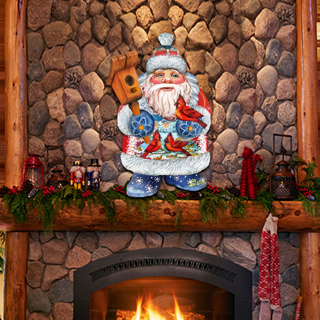 Holiday Bird Christmas Door Decor by G. DeBrekht - Christmas Santa Snowman Decor - 8118023H