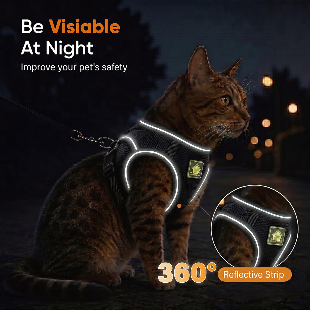 Escape-Proof Cat Harness & Leash – Adjustable Reflective Vest for Cats