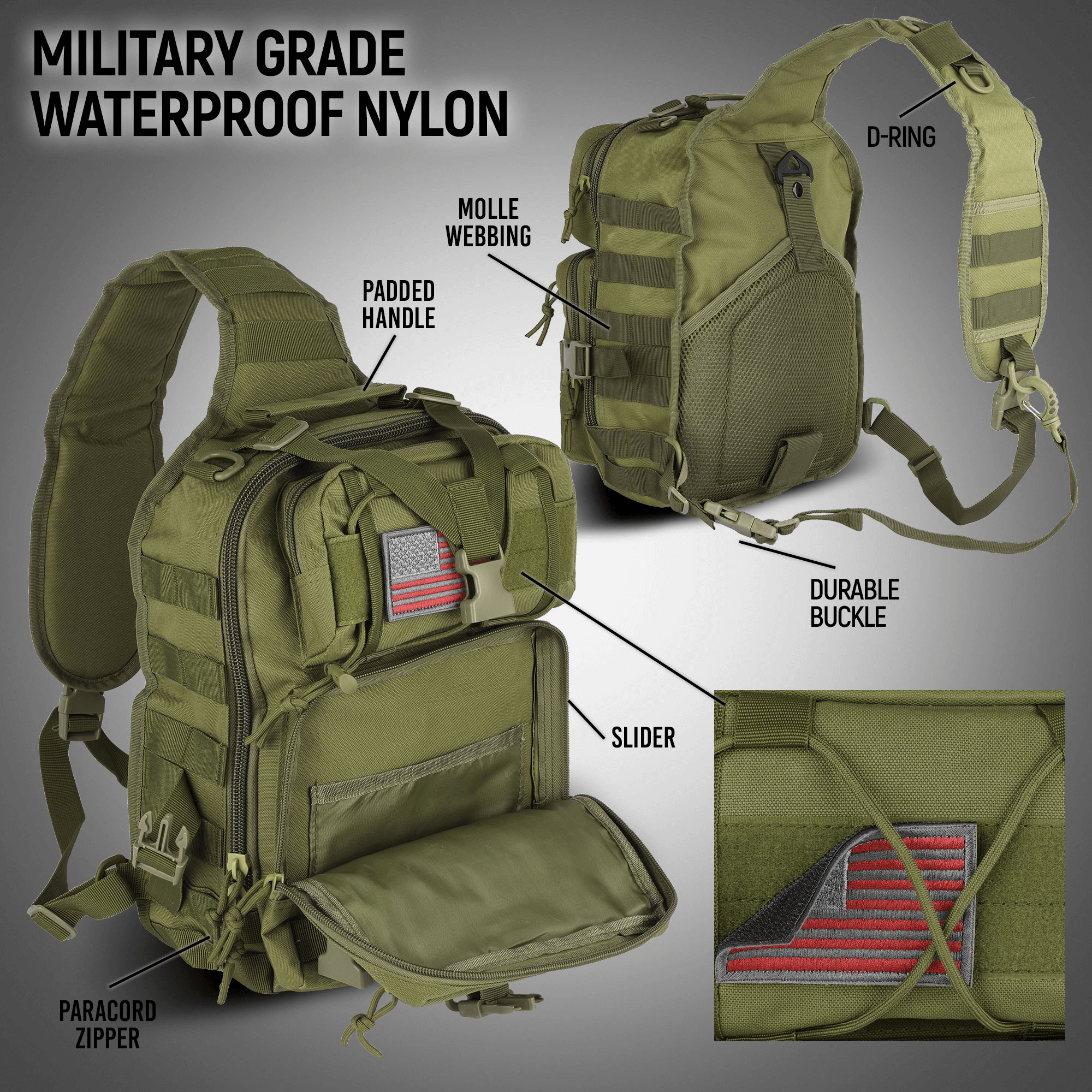 XGear Tactical 14L Range Sling Bag Backpack with Adjustable Strap
