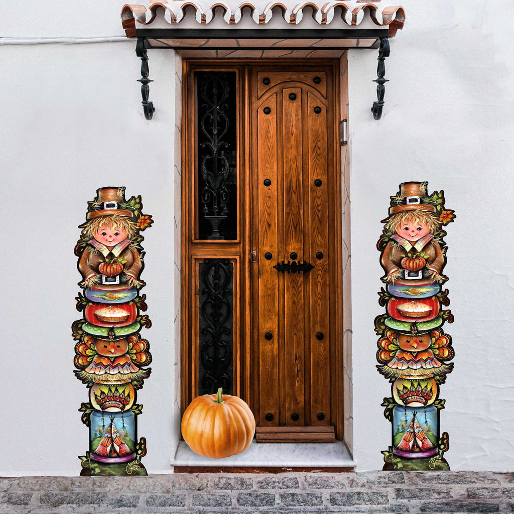 Turkey and Friends Set of 2 Walkway Greeters Outdoor by Jamie Mills-Price - Thanksgiving Halloween Decor - 8457805F-S2