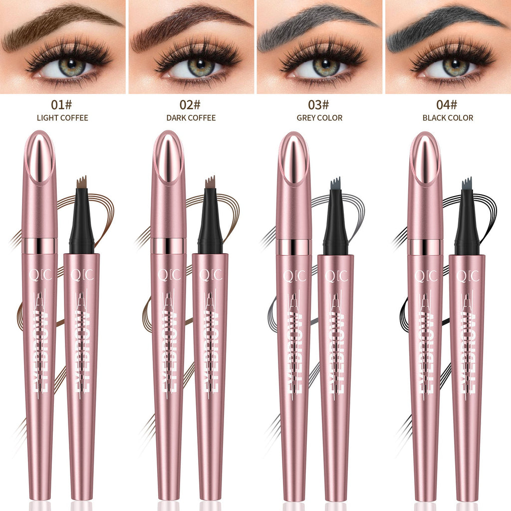 Waterproof 4-Fork Liquid Eyebrow Pencil — No Smudge, 6 Shades + Sets
