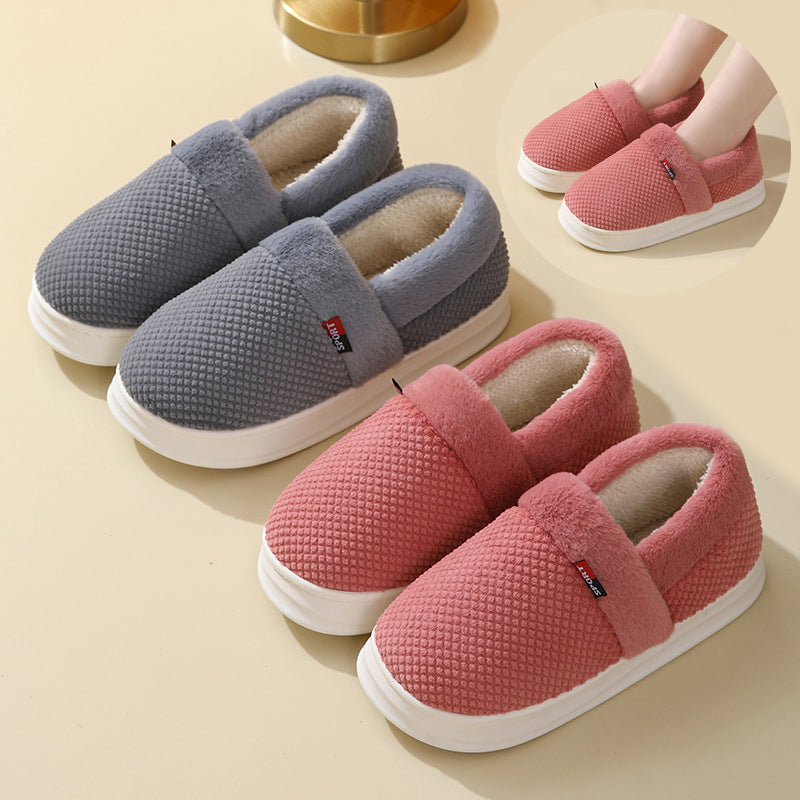 Suede Plush Warm Slippers – Thick Sole Indoor Outdoor Couple Shoes | EU 36–45