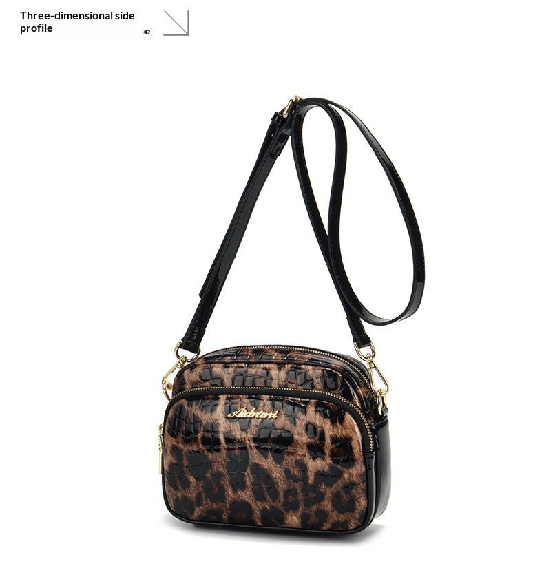 Black & Brown Leopard Print PU Leather Crossbody Bag – Lightweight Phone Bag | Free Size