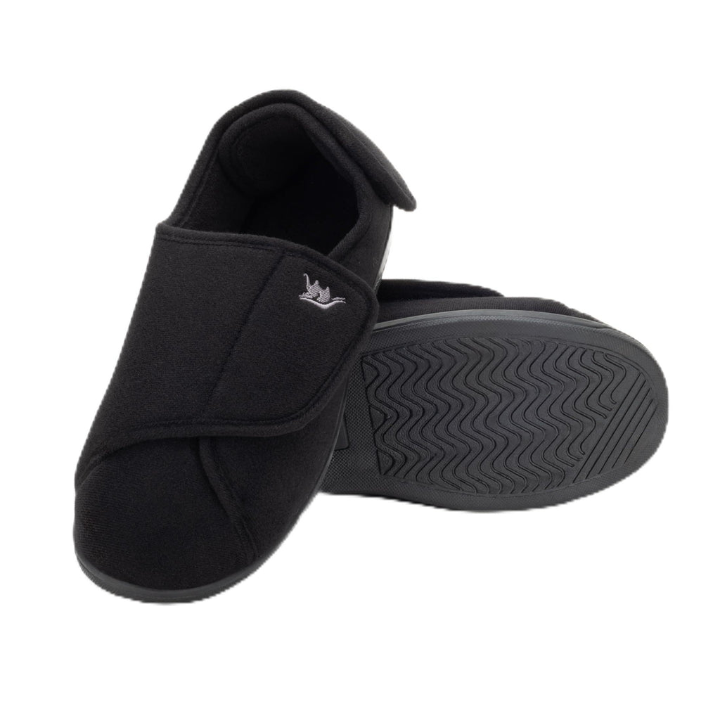 Happy Touch Diabetic Slippers For Women Lymphedema Shoes Edema Shoes For Swollen Feet Indoor and Outdoor Diabetic Velcro Slippers For Women Non Slip House Slippers For Woman (Black 8)