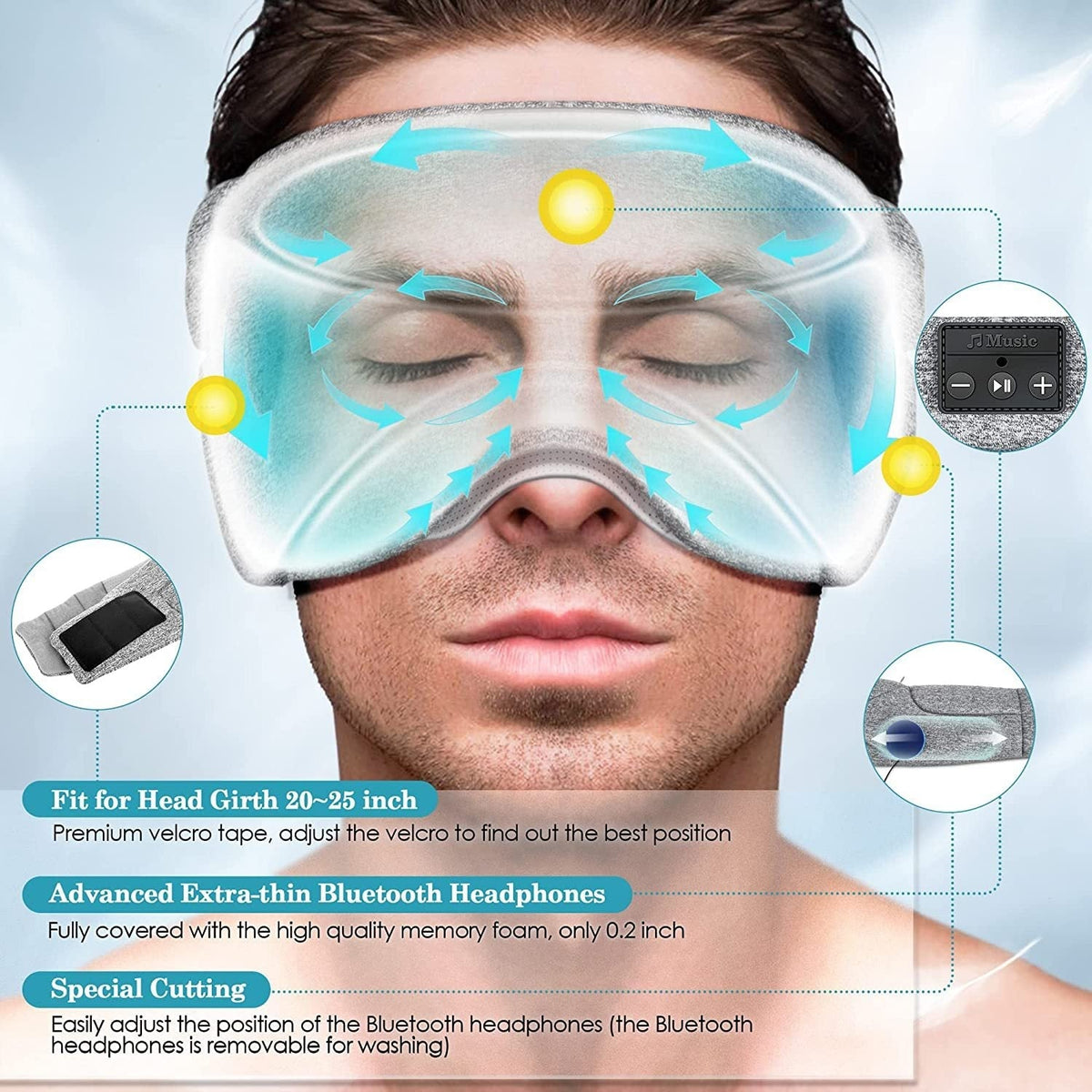 White Noise Bluetooth Sleep Eye Mask | Relaxing Sleep Aid