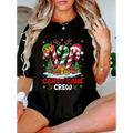 Christmas Candy Print Candy Cane Crew T-shirt