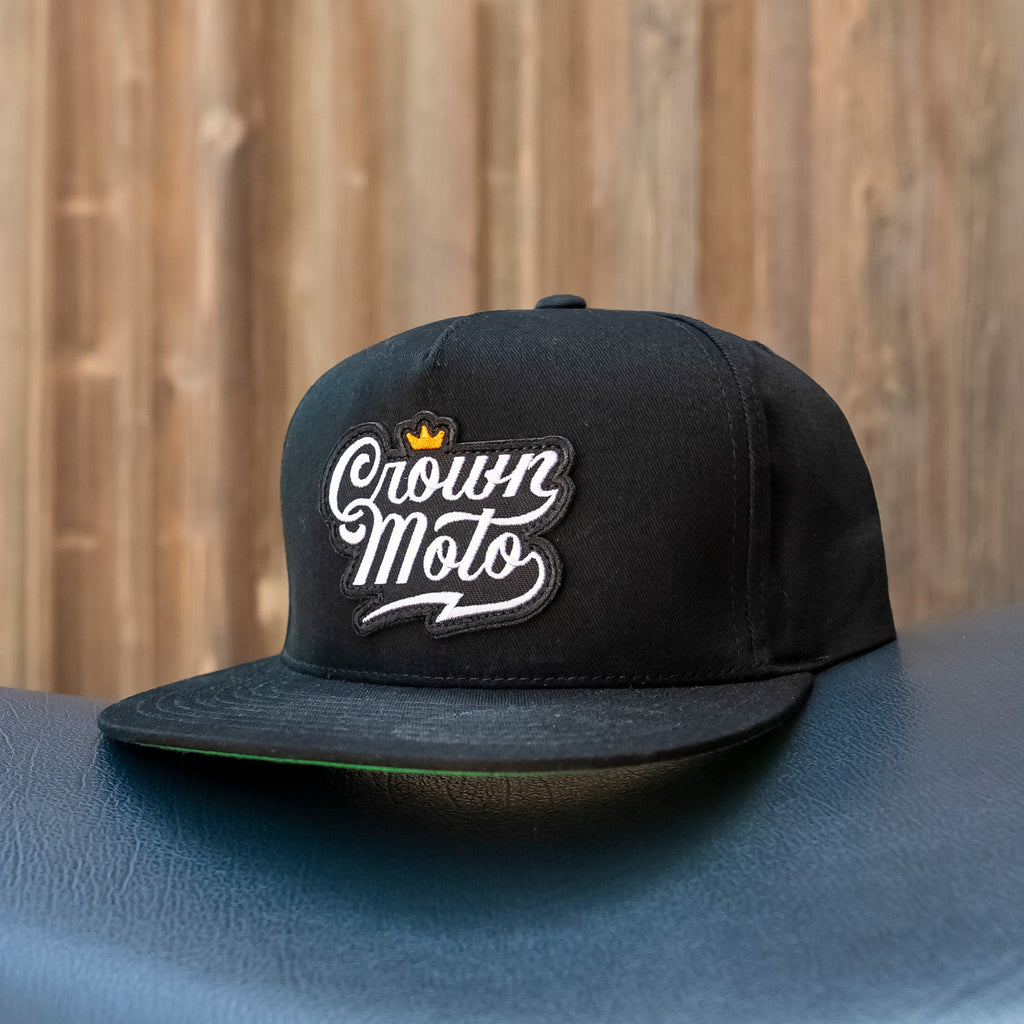 Crown Moto Script Black Snapback Hat