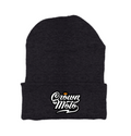 Crown Moto Script Logo Patch Beanie