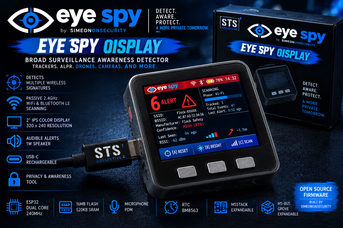 Eye Spy Display | Surveillance, Tracker, ALPR & Drone Awareness Detector with 2” IPS Screen
