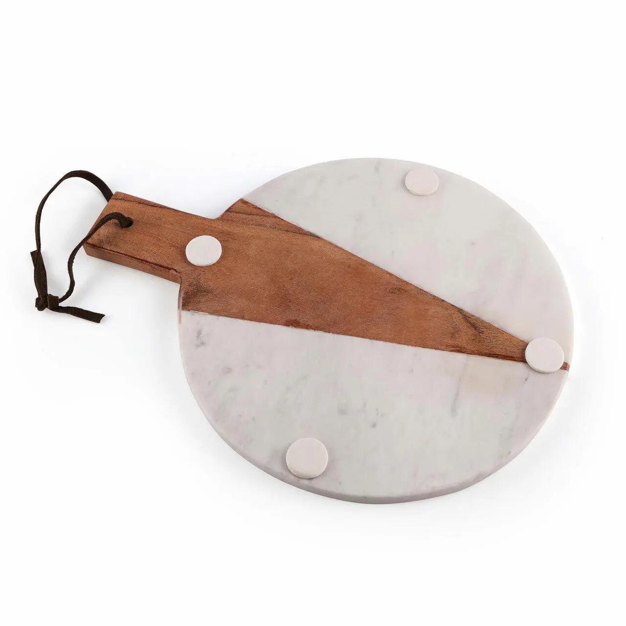 Cupid Marble Wood Round Platter