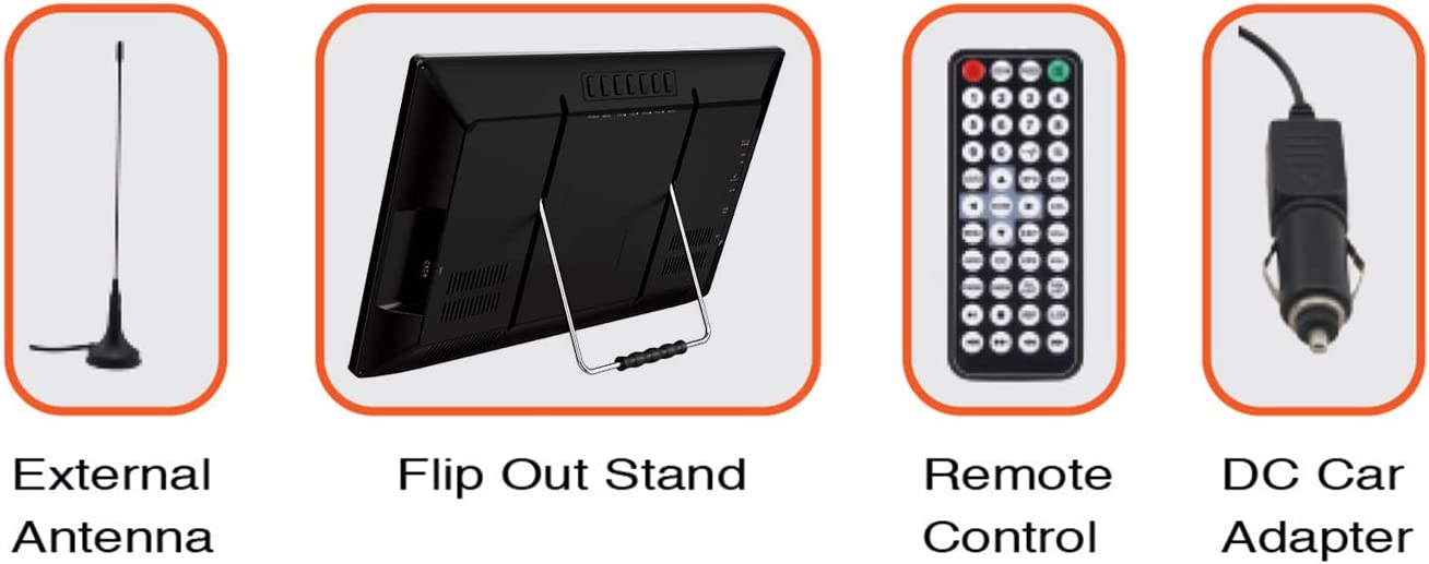 Naxa Portable 16" Television & Digital Multimedia Player with Built-in Rechargeable Lithium Battery & DC Car Cord