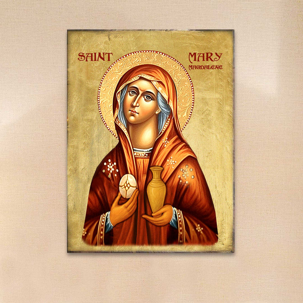 Maria Magdalena Icon – Handcrafted Wooden Religious Gold Plated Icon Decor- Inspirational Icon Decor - 85014-2