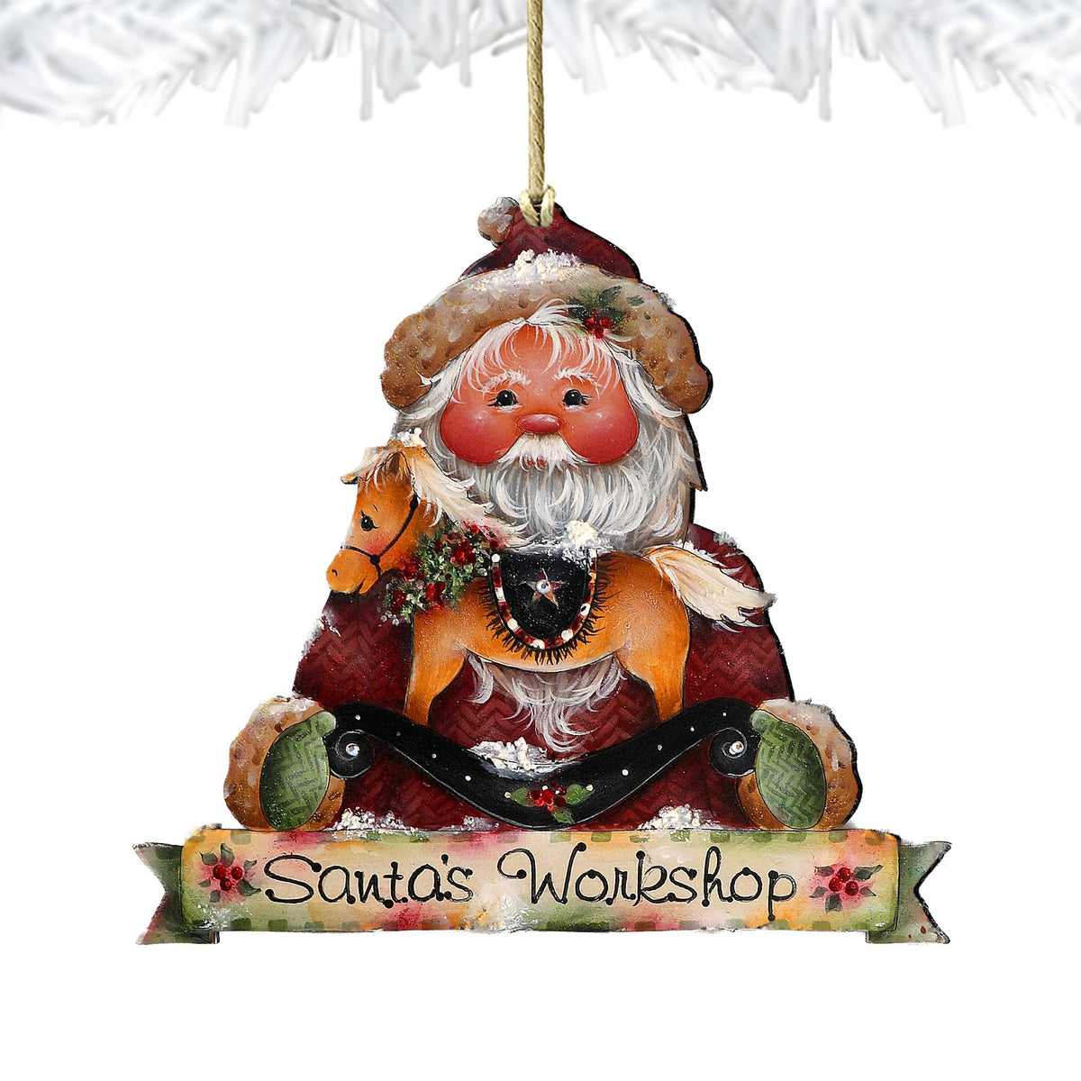 Santa's Workshop Wooden Ornaments by Jamie Mills-Price Christmas Santa Snowman Decor - 8611068-2-MP