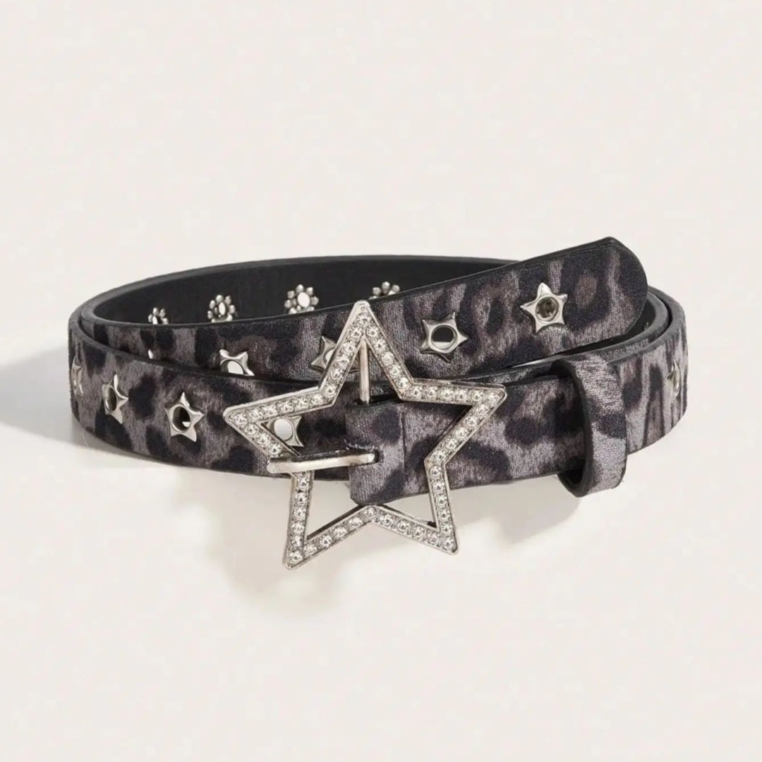 Creative Women's Star Rivet Metal Eyelet PU Belt